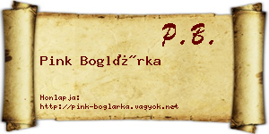 Pink Boglárka névjegykártya