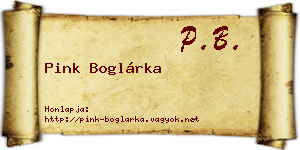 Pink Boglárka névjegykártya